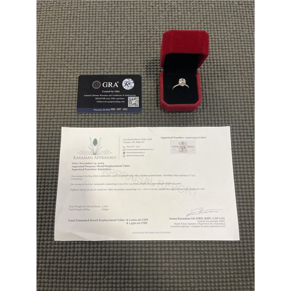 3.00 CT GRA CERTIFIED OVAL CUT MOISSANITE STONE VVS VIVID D COLOR WITH 18 ROUND BRILLIANT CUT CUBIC 