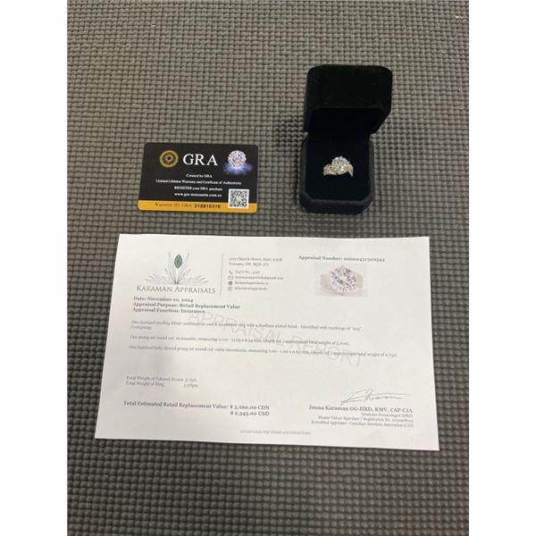 5.00 CT GRA CERTIFIED ROUND BRILLIANT CUT MOISSANITE STONE VVS D COLOR SET WITH 140 ROUND BRILLIANT 