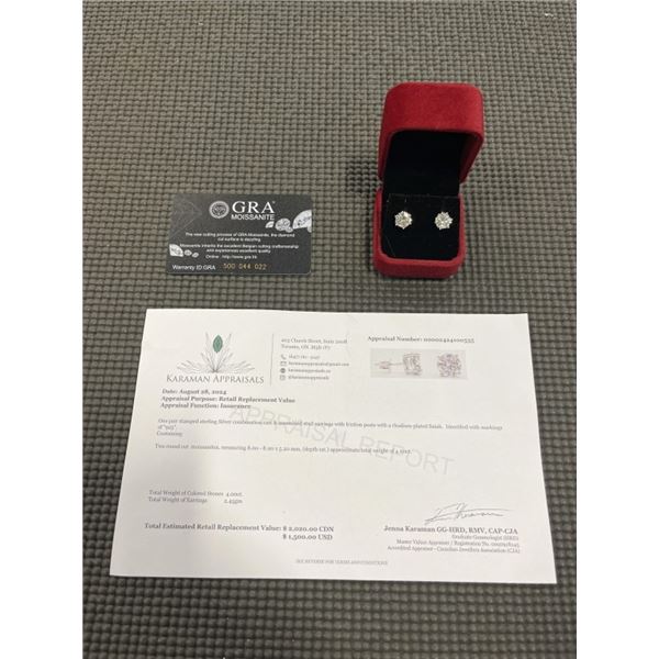 4.00 CT GRA CERTIFIED ROUND BRILLIANT CUT MOISSANITE STONES VVS D COLOR SET IN 6 CLAW FILAGREE BASKE