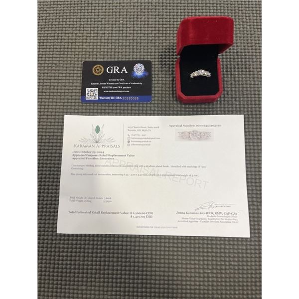 3.60 CT TW GRA CERTIFIED ROUND BRILLIANT CUT MOISSANITE STONES VVS D COLOR WITH THE 5 MOISSANITE STO