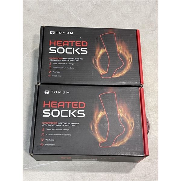 2 NEW PAIRS OF HEATED SOCKS, SIZE SMALL, 4000MAH BATTERY, WASHABLE AND BREATHABLE