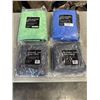 Image 1 : NEW MICROFIBRE DRYING TOWELS, 4 GREY 16 X 16 INCH, (PACKS OF 2) AND LARGE SIZE GREEN AND BLUE 40 X 2