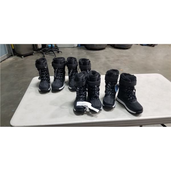 4 NEW SIZE 12 AND 13 BOYS WINTER BOOTS - 2 OF EACH SIZE