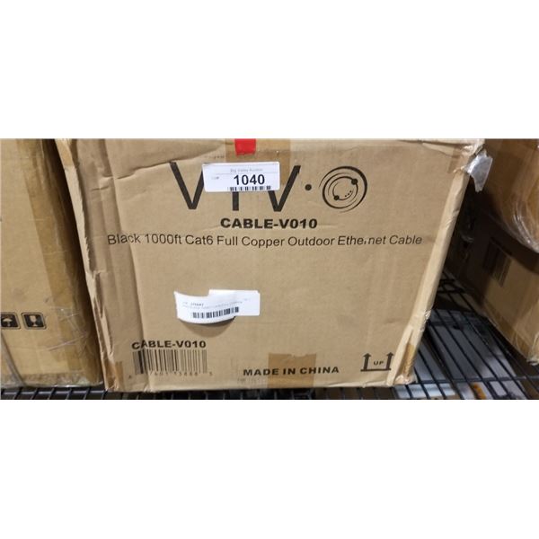 VIVO BLACK 1000FT CAT6 FULL COPPER OUTDOOR ETHERNET CABLE
