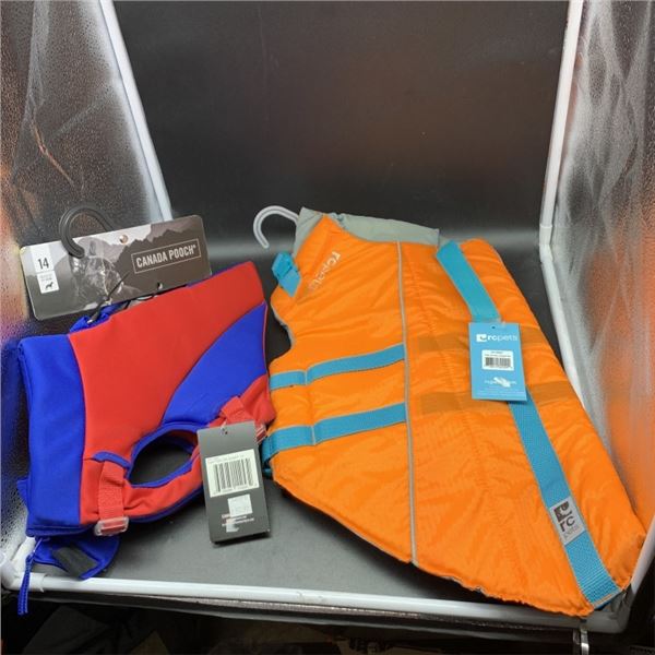 NEW CANADA POOCH HIGH TIDE LIFE JACKET AND RC PETS TITLE LIFE VEST SIZE LARGE