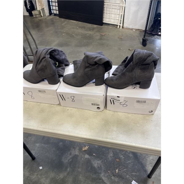 3 PAIRS NEW WOMENS BOOTS SIZE 8
