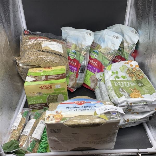 LOT OF NEW RABBIT FOOD AND ACCESSORIES