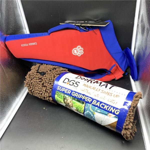 NEW CANADA POOCH HIGH TIDE LIFE JACKET AND DIRTY DOG DOORMAT
