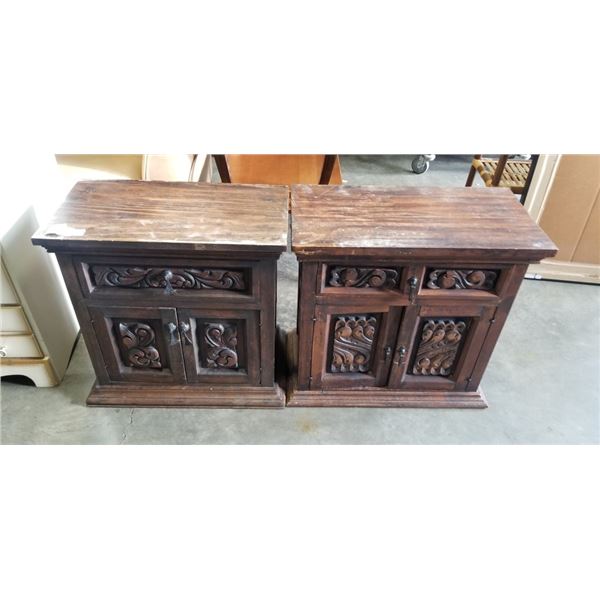 PAIR OF VINTAGE SOLID WOOD NIGHT STANDS