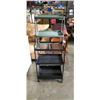 Image 1 : BLACK METAL ROLLING CART AND 2 TIER GREEN METAL RACK
