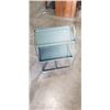 Image 3 : BLACK METAL ROLLING CART AND 2 TIER GREEN METAL RACK