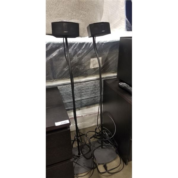 BOSE SPEAKERS ON STAND WITH REMOTE AND CABLES