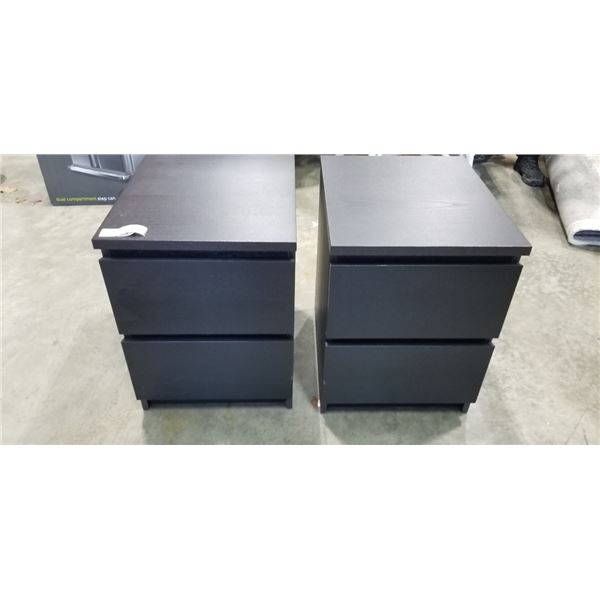 2 BLACK 2 DRAWER SIDE TABLES