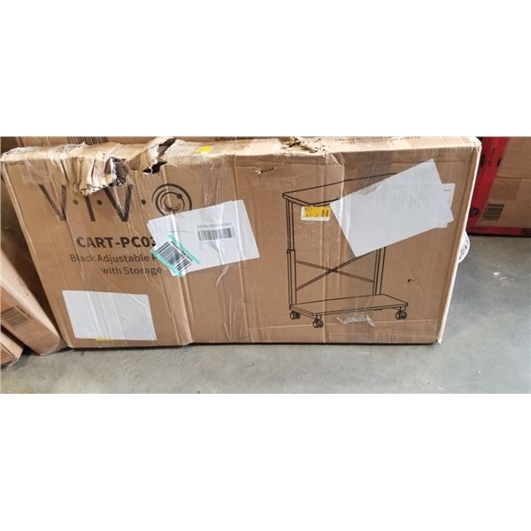 VIVO BLACK ADJUSTABLE PC CART WITH STORAGE