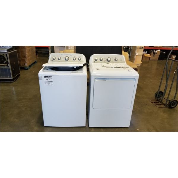GE HIGH EFFICIENCY DEEP FILL WASHER AND GE HE DRYER, SET, BOTH WORKING