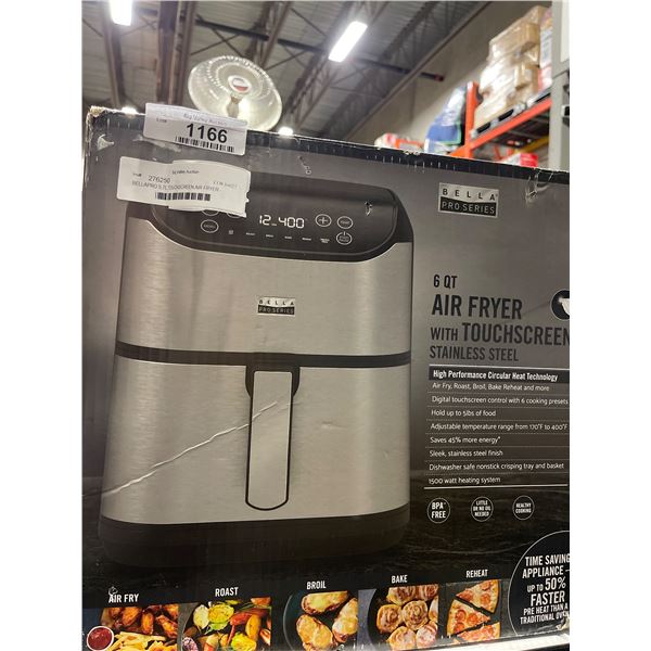 BELLAPRO 5.7L TOUCHSCREEN AIR FRYER - TESTED WORKING, RETAIL $219