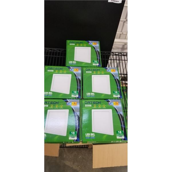 5 NEW ORTECH LED 9 INCH FLUSH MOUNT DOWN LIGHTS, 5000K