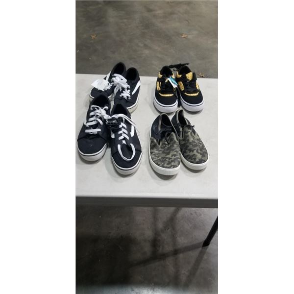 4 NEW BOYS AND YOUTH SNEAKERS - SIZES 1-3 AND 8