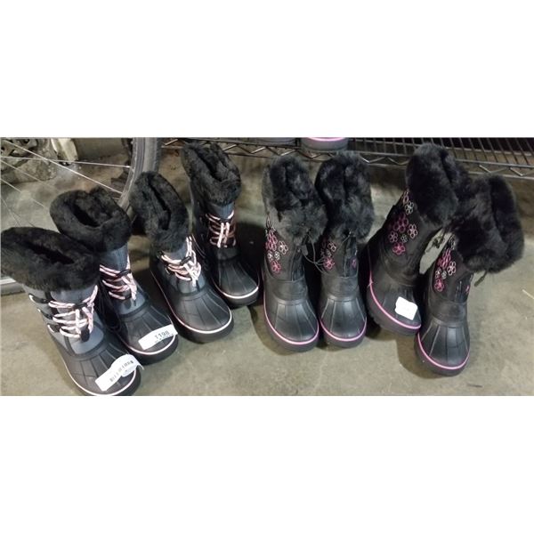 4 NEW SIZE 4 GIRLS WINTER BOOTS