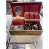 Image 2 : 2 TRAYS OF ASSORTRED JEWELLERY AND WOODEN BOXES, WATCH, VANITY MIRROR ETC