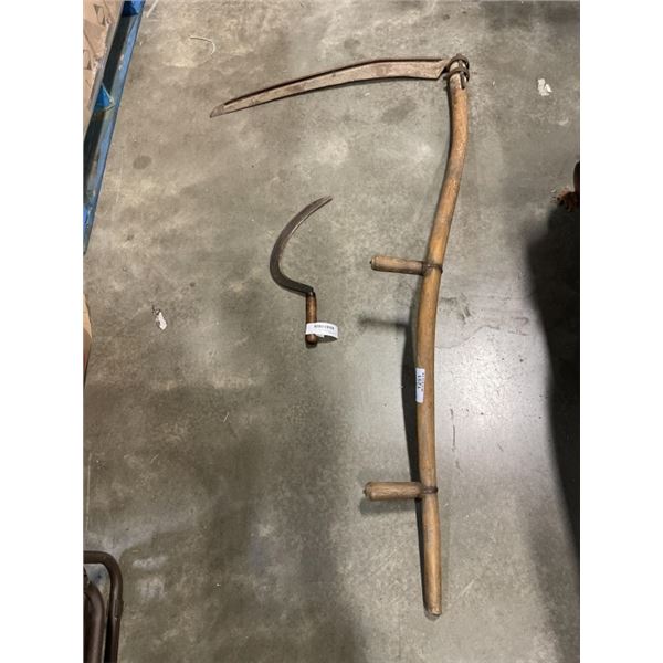 ANTIQUE SCYTHE AND SICKLE