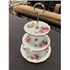Image 3 : ROYAL ALBERT 3PC 8 PLACE TEA SETTING W/ 3 TIERED DESSERT TRAY