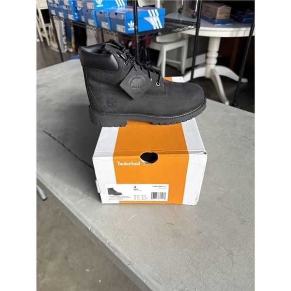 NEW TIMBERLAND PREMIUM 6 IN WATERPROOF BOOT BLACK NUBUCK SIZE YOUTH 3