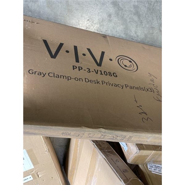 VIVO GREY CLAMP ON DESK PRIVACY PANEL SET, 3PC