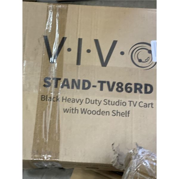 VIVO BLACK HEAVY DUTY STUDIO TV CART WITH WOODEN SHELF