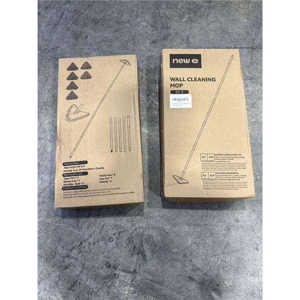 2 NEW WALL AND CEILING MOP/ DUSTING SETS, 80 INCH POLE, 1 MOP PAD, 4 CHENILLE PADS AND 2 MICROFIBRE 