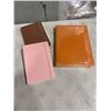 Image 1 : NEW A4 8X11 ORANGE LEATHER NOTEBOOK AND 2 NEW A5 NOTEBOOKS, PINK AND BROWN, 'MOLESKIN STYLE'