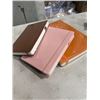 Image 5 : NEW A4 8X11 ORANGE LEATHER NOTEBOOK AND 2 NEW A5 NOTEBOOKS, PINK AND BROWN, 'MOLESKIN STYLE'
