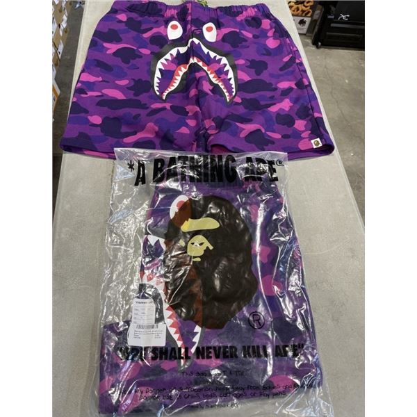 2 NEW PAIRS MENS "BATHING APE" SHORTS - SIZE X-LARGE