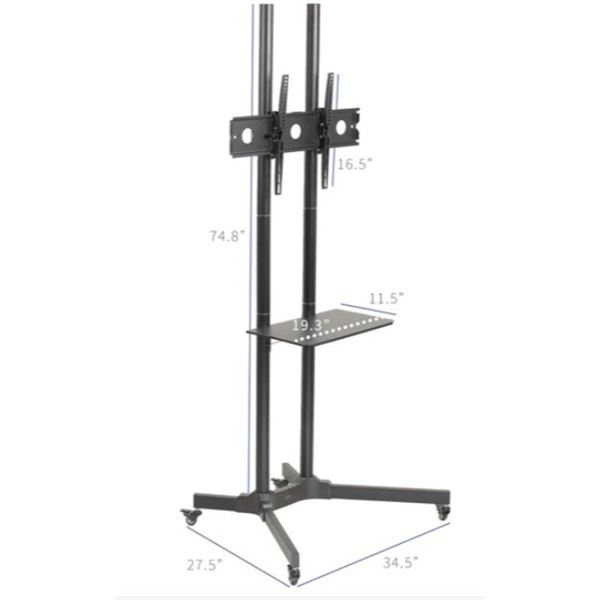 VIVO BLACK LARGE MOBILE TV CART