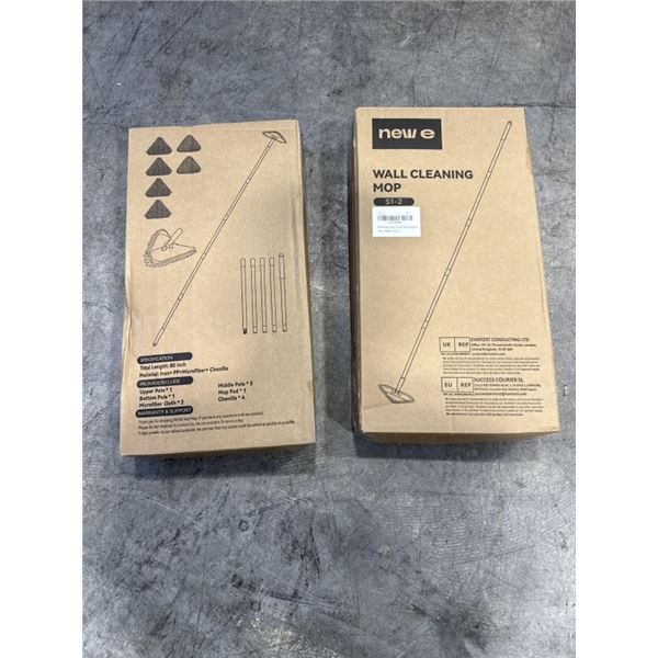 2 NEW WALL AND CEILING MOP/ DUSTING SETS, 80 INCH POLE, 1 MOP PAD, 4 CHENILLE PADS AND 2 MICROFIBRE 