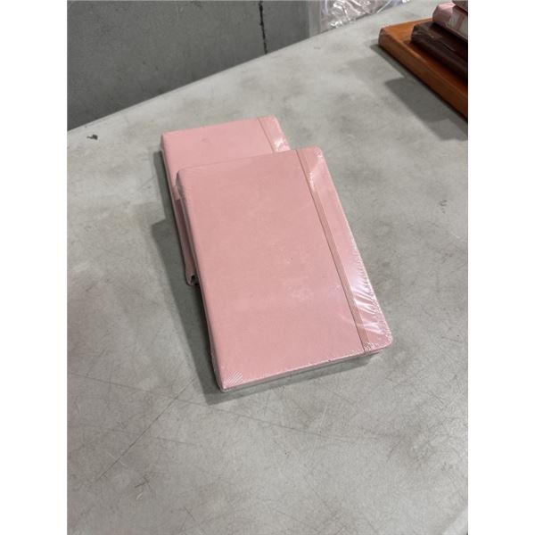 2 NEW A5 SIZE LEATHER NOTEBOOKS, 'MOLESKIN STYLE', PINK