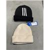Image 2 : 2 NEW ADIDAS TOQUES, BLACK AND OFF WHITE