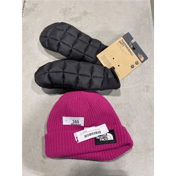 NEW NORTHFACE KNITTED AND LINED TOQUE AND NEW NORTH FACE THERMOBALL SIZE LARGE GLOVES