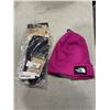 Image 1 : NEW NORTHFACE ETIP RECYCLED GLOVE SIZE LARGE AND NEW NORTH FACE FUSCHIA PINK  BEANIE