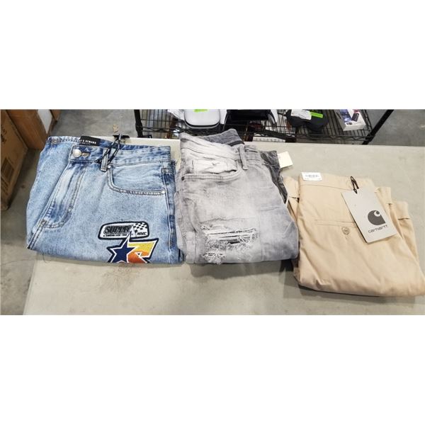 3 NEW PAIRS MENS BOTTOMS - SIZE 30 AND 32