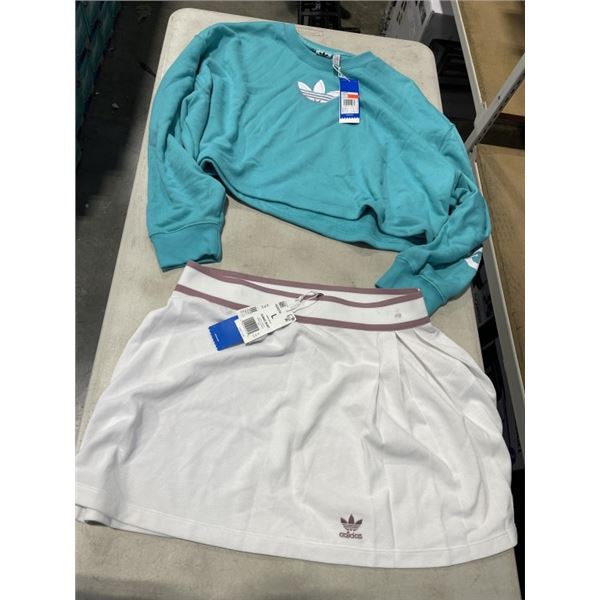 NEW LADIES ADIDAS CROP CREW NECK AND SKIRT - SIZE LARGE