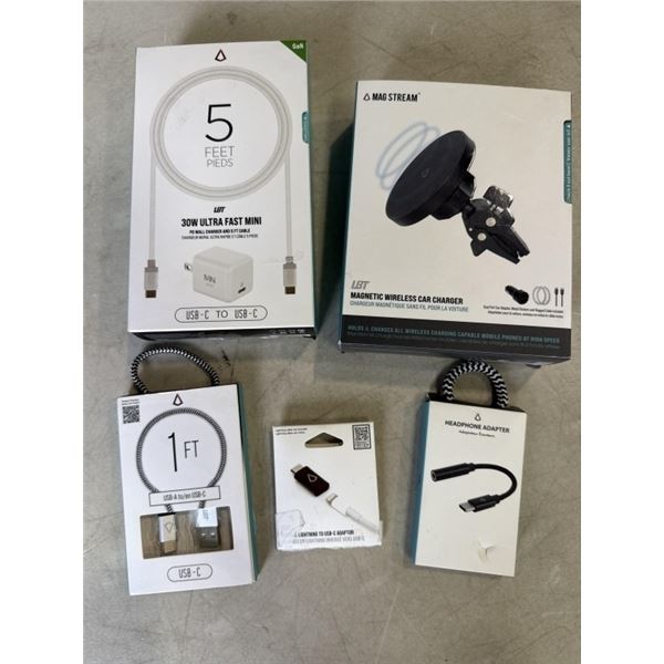 LBT MAGNETIC WIRELESS CAR CHARGER SET, 5 FOOT 30W ULTRA FAST MINI WALL CHARGER AND USB-C TO USB-C  C