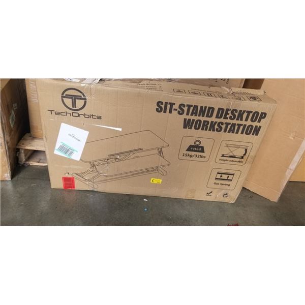 TECH ORBITS SIT TO STAND DESKTOP WORKSTATION, WHITE