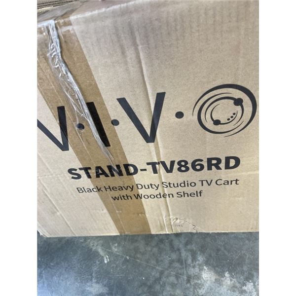 VIVO BLACK HEAVY DUTY STUDIO TV CART WITH WOODEN SHELF
