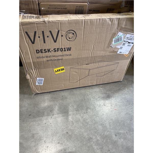 VIVO WHITE WALL MOUNTED DESK WITH DRAWER
