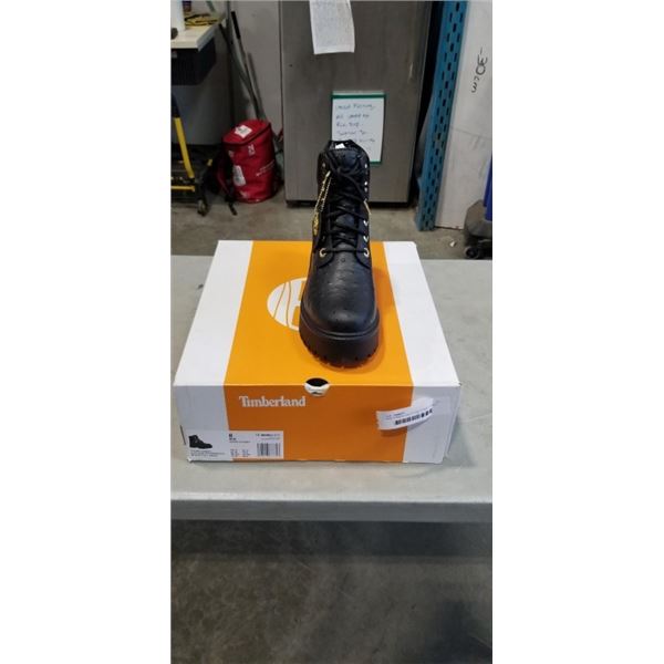 NEW TIMBERLAND STONE STREET 6 INCH LACE WATERPROOF BLACK FULL GRAIN LEATHER BOOTS SIZE WOMENS 8