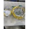 Image 1 : NEW 10FT INDOOR OUTDOOR HEAVY DUTY LIGHTED 3 WIRE EXTENSION CORD, YELLOW 10AWG, AND NEW 3FT INDOOR O