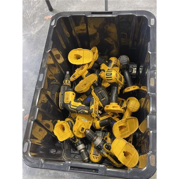 HUGE TOTE  OF DEWALT XRP 18V DRILLS, CHARGERS, BATTERIES ETC