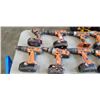 Image 2 : HUGE LOT OF RIDGID 18V DRILLS, IMPACTS, CHARGERS AND MORE