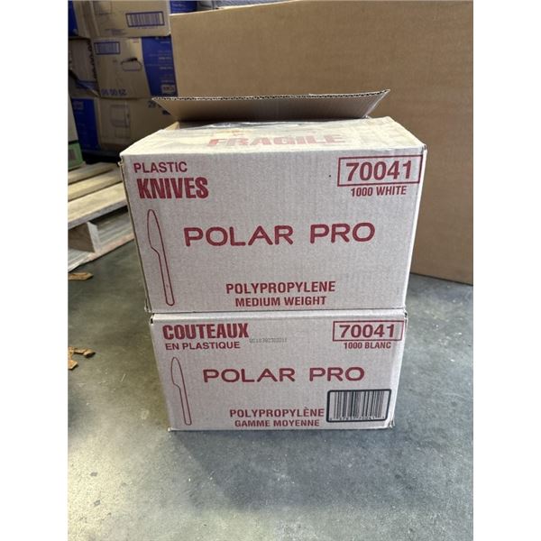 2 NEW CASES PLASTIC KNIVES - 1000 KNIVES PER NOX, 2000 TOTAL